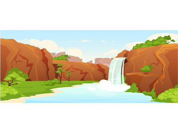 Beautiful oasis flat color vector illustration preview picture