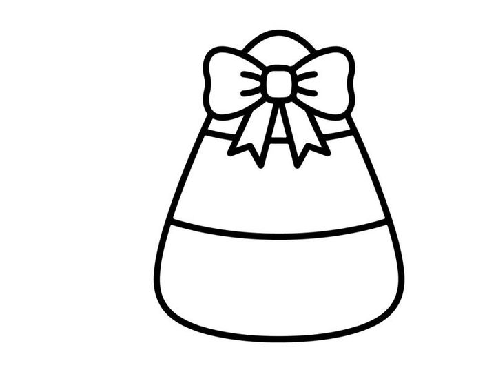 Candy corn icon with a bow. Halloween treat graphic for seasonal holiday design projects.