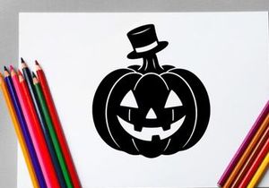 Halloween Pumpkin with Carving and Top Hat for Fall Decor