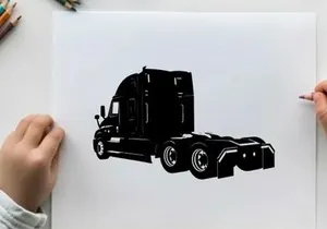 Silhouette of a semi truck with sleeper cabin