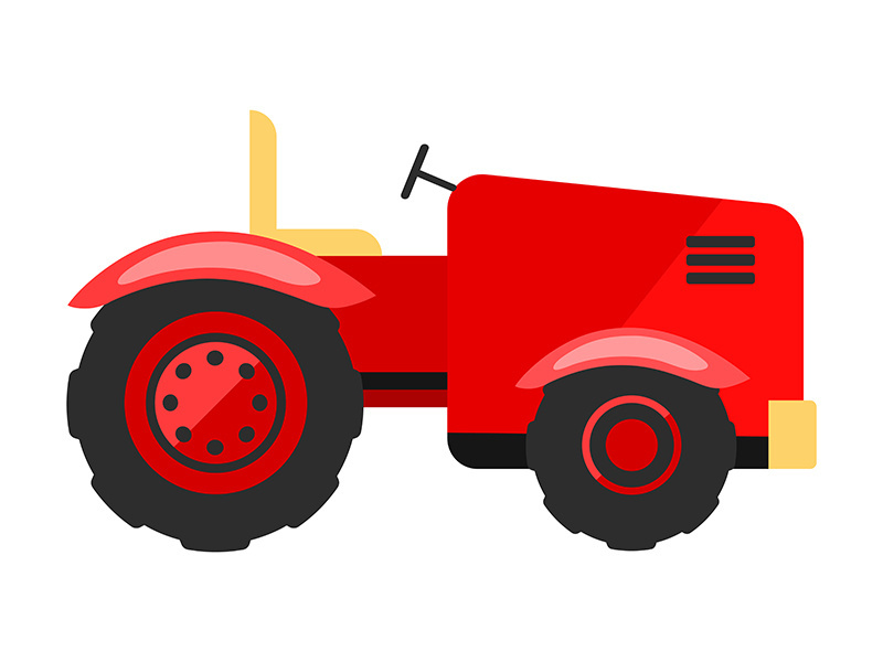 Red small tractor flat vector illustration