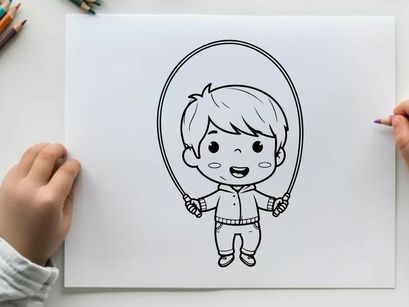 Boy playing with hula hoop vector illustration flat design