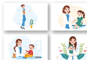 13 Pediatrician and Baby Illustration