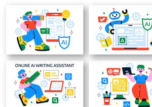 10 Online AI Writing Assistant Illustration