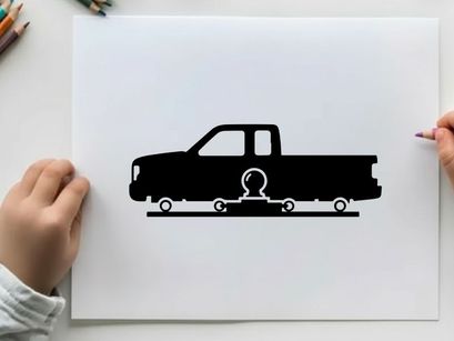 Silhouette of a pickup truck with a trailer