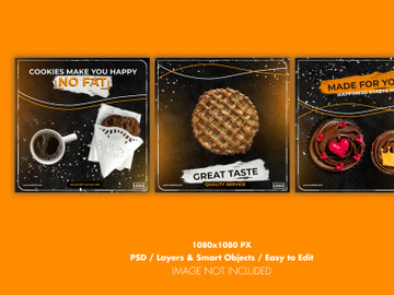 Orange Cookies Shop Instagram Feed Template preview picture
