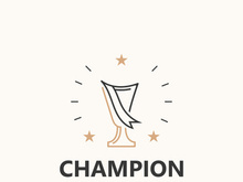 Modern trophy line art logo winner and championship cup design, minimalist simple element