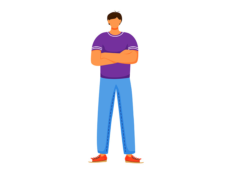 Man standing flat color vector illustration