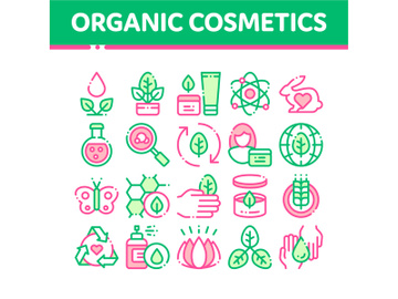 Organic Cosmetics Vector Thin Line Icons Set. preview picture
