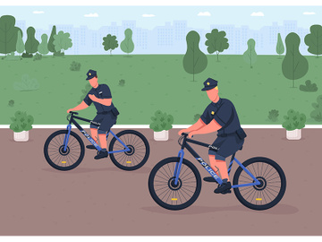 Police bicycle patrol flat color vector illustration preview picture