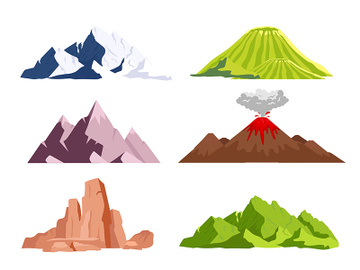 Mountains flat color vector objects set preview picture