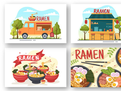 12 Ramen Japanese Food Illustration