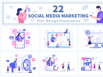 22 Social Media Marketing Flat Illustration preview picture
