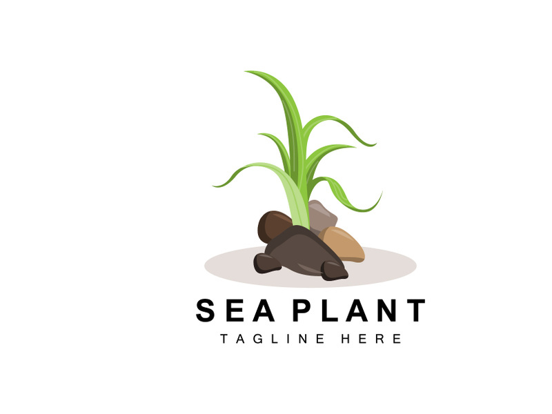 Seaweed Logo, Sea Plants Vector Design, Grocery And Nature Protection