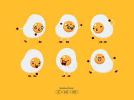 Cute Egg Character Set Expression Logo Mascot Icon preview picture