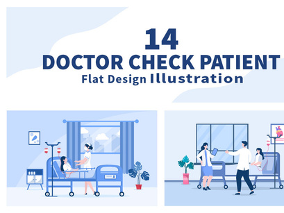 14 Doctor Checking a Patient Medical Treatment Vector Illustration
