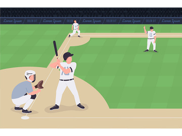 Baseball match flat color vector illustration preview picture