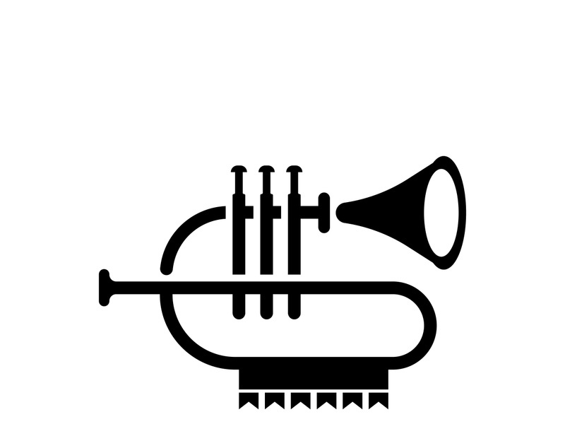 Musical instrument simple icon trumpet for jazz music logo design