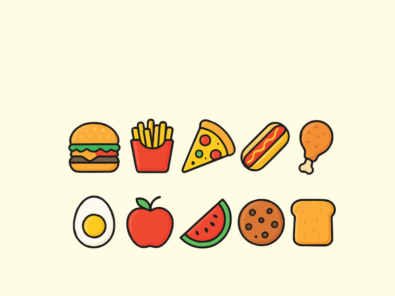 10 Foods color vector icon