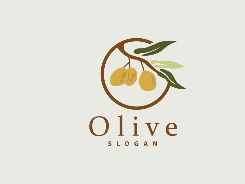 Olive Oil Logo, Olive Leaf Plant Herbal Garden Vector