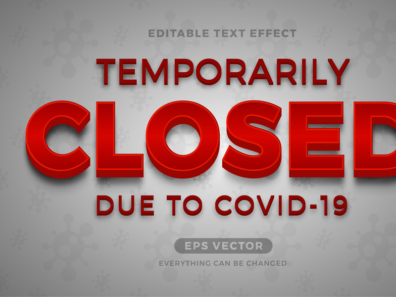 Temporary Closed editable text effect vector