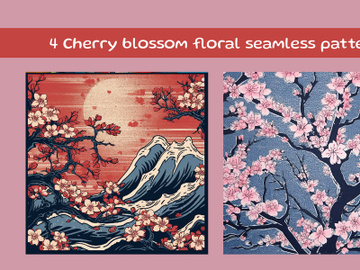 Spring Cherry Blossoms in a Japanese Linocut Style preview picture