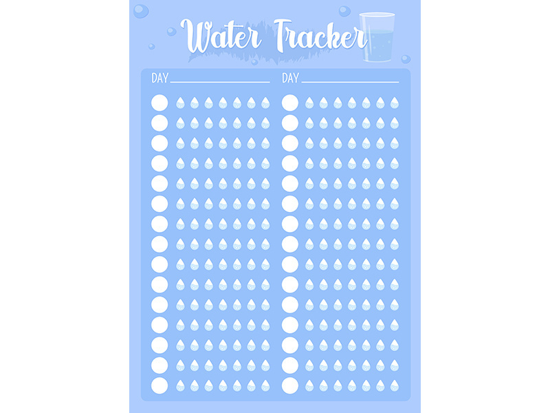 Water drinking tracker creative planner page design