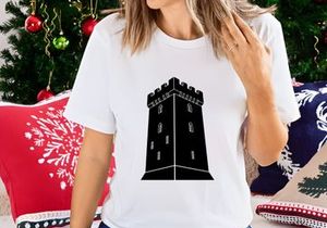 Medieval tower silhouette with crenellations