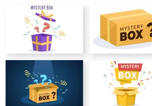 13 Mystery Gift Box Cartoon Illustration
