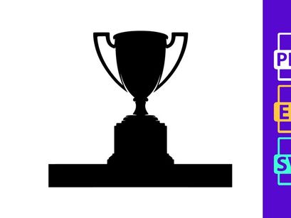 A black silhouette of a trophy cup on a white background