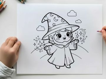Cute witch girl magic spell vector illustration flat design preview picture