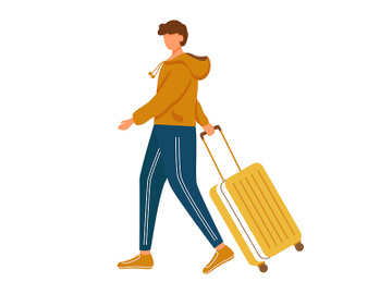 Man with luggage flat vector illustration preview picture