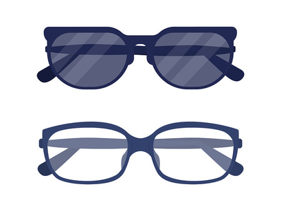 Various glasses semi flat color vector object set