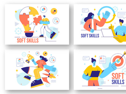 13 Soft Skills Vector Illustration