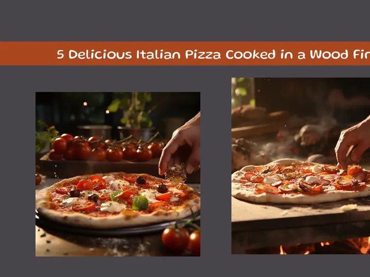 Delicious italian pizza cooked in a wood fired