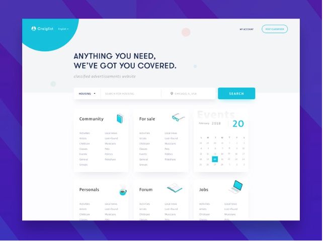 Craiglist redesign - Sketch Freebie