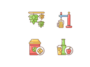 Beer drink RGB color icons set preview picture