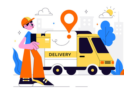 10 Courier or Delivery Service Illustration