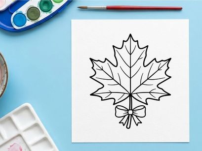Stylized maple leaf illustration for design projects. Artistic botanical graphic for branding and decor.