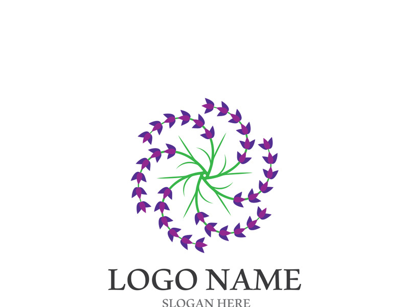 Fresh lavender flower logo vector flat design