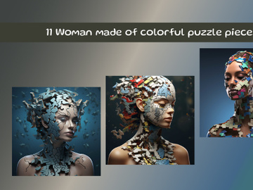 Woman made of colorful puzzle pieces preview picture