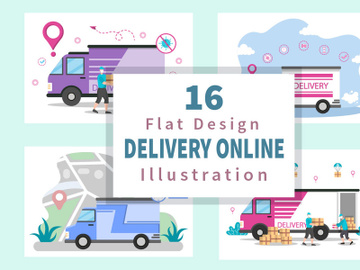 16 Online Delivery Flat Illustration preview picture