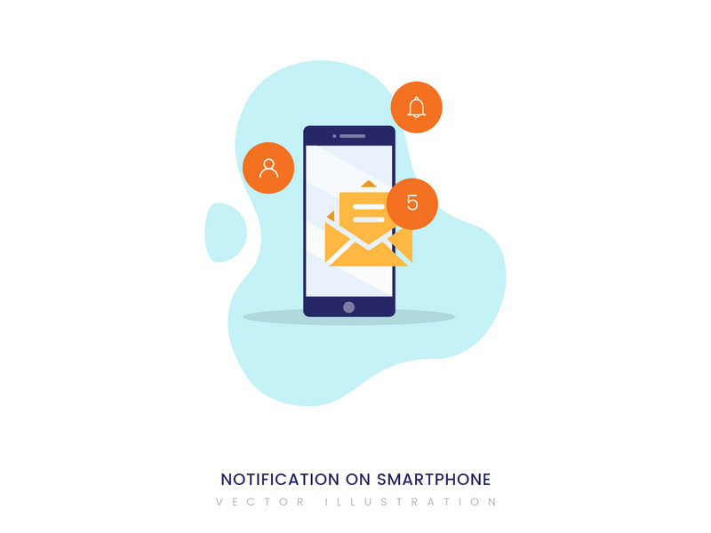 Notification on smartphone vector illustration