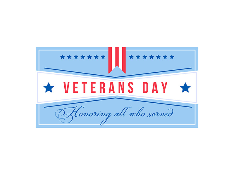 American Veterans Day flat color vector badge
