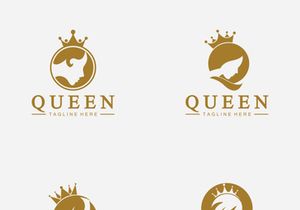 Beautiful face queen icon logo.for queen logo.Beauty woman hair salon golden logo. cosmetic, skin care business logo