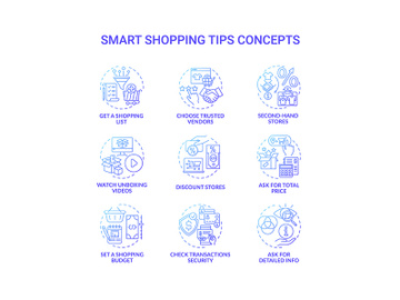 Smart shopping tips concept icons set preview picture