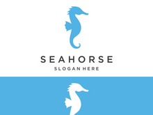Seahorse or Hippocampus animal creative logo design.Sea animal type.