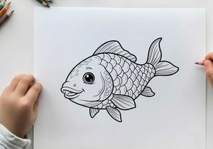 Cute cartoon fish smiling vector illustration flat design