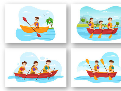 12 Rowing Sport Illustration