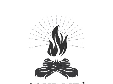 Bonfire Campfire Camp Fire place wood flame vintage retro logo design preview picture